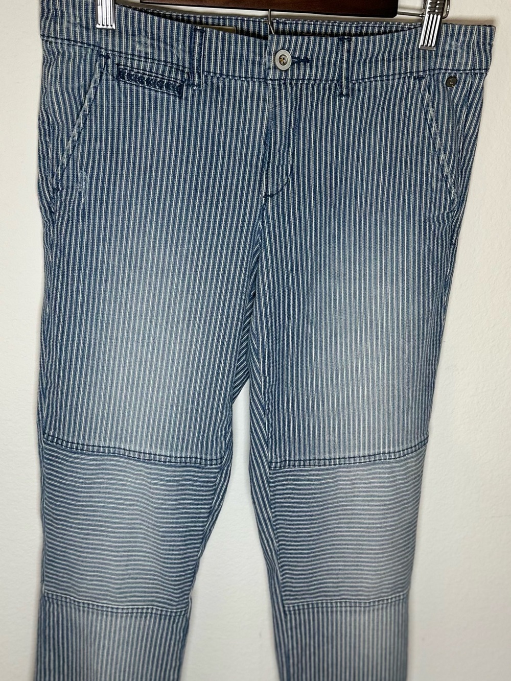 Pilcro and the Letterpress Blue Striped Slim Straight Jeans